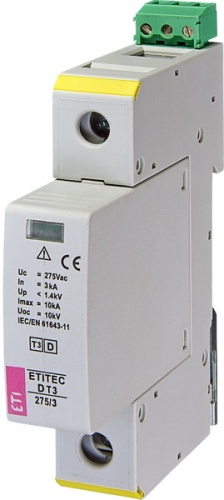 Ограничитель перенапряжения ETITEC D T3 275/3 (1+0) 1p, RC | код 002440418 | ETI