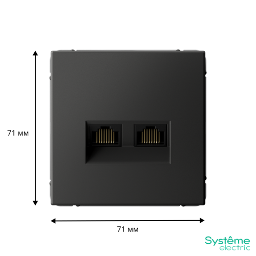 ARTGALLERY РОЗЕТКА двойная компьютерная RJ45+RJ45, кат. 5е, механизм, БАЗАЛЬТ | код GAL001485 | Systeme Electric