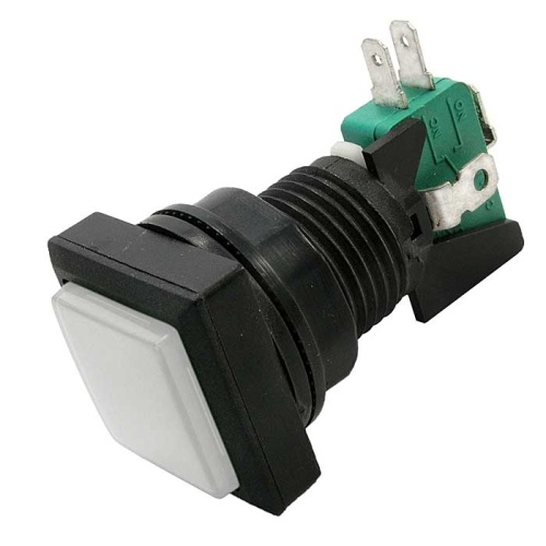 Кнопка GMSI квадратная RUICHI 5B-S с LED подсветкой 12 В, 5 А, 30 мОм, 250 В, no-nc+nc-no, белая | код 79582 | Ruichi