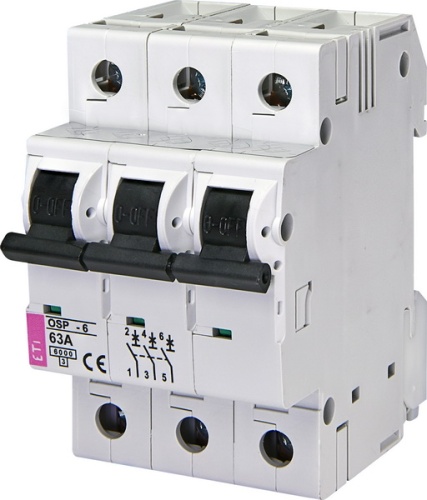 Ограничитель тока OSP-6 63A 3p (6kA) | код 002185038 | ETI