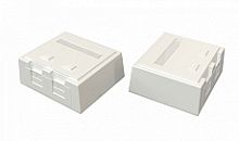 Hyperline SBB4-2-WH Корпус настенной розетки для установки 2-х вставок типа Keystone Jack, со шторкой, белый | код 444530 | Hyperline