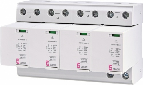 Ограничитель перенапряжения ETITEC SM T12 300/25 (4+0, 8p, TNC-S) RC | код 002440573 | ETI