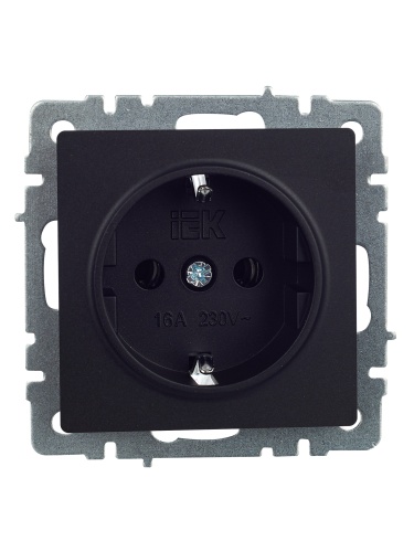 BRITE Розетка 1-местная с заземлением без защитных шторок 16А РС11-1-0-БрЧ черный | код BR-R11-16-K02 | IEK фото 8