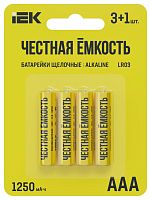 Элемент питания алкалиновый LR03/AAA ПРОМО (блист.4шт) IEK ABT-LR03-OP-L04A