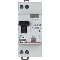Выключатель автоматический дифференциальный RX3 1п+N 20А C 30мА тип AC | код. 419400 | Legrand 