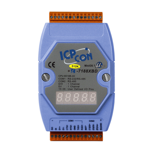 I-7188XBD-512 CR Embedded Controller with two communication port, seven segment Display, developing tool | код 00-01155114 | ICP DAS
