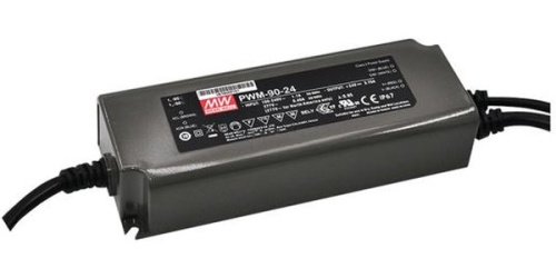 Источник питания AC-DC, 90Вт, ККМ, IP67, вход 90…305В AC, 47…63Гц, выход 12В/7.5А, изоляция 3750В AC, в кожухе 171х63х37.5мм, -40…+70С, выход: стабилизированное напряжение с ШИМ, DALI димминг | код PWM-90-12DA | MeanWell