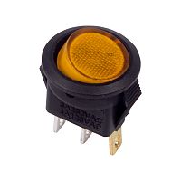 Выключатель клавишный круглый 250V 3А (3с) ON-OFF желтый с подсветкой Micro REXANT | код 36-2532 | REXANT