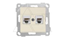 Rita - Розетка телефонная RJ-12+RJ-45 кат.5е, сл.кость | код 2200-139-0102 | Mutlusan