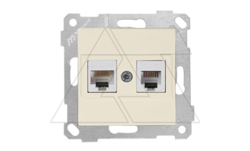 Rita - Розетка телефонная RJ-12+RJ-45 кат.5е, сл.кость | код 2200-139-0102 | Mutlusan
