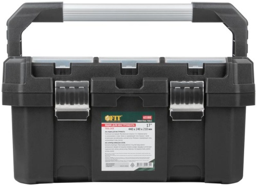 Ящик для инструмента пластиковый 17дюйм 440х240х210мм металл. замки. алюм. ручка FIT 65588 фото 3