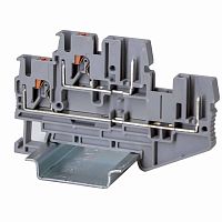 Клемма двухуровневая проходная под вставной штекер зажим push-in; 4 точки подключения; 2.5кв.мм сер. DKC VPRTT-2.5-2P-PV