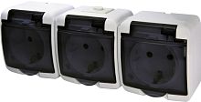 Розетка 3-я (Schuko) (дымчатая крышка) (IP44/54) RHE-3sd | код 004668024 | ETI