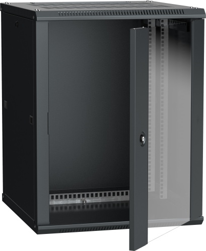 ITK Шкаф настенный LINEA W 18U 600х600мм дверь стекло RAL 9005 | код LWR5-18U66-GF | IEK