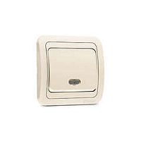 Выключатель 1-кл. СП Mimoza 10А IP20 с подсветкой крем./крем. Makel 25021