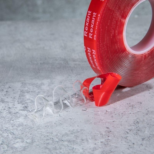 Лента клейкая двухсторонняя прозрачная на VHB акриловой основе 12ммх5м Rexant 09-6058 фото 7