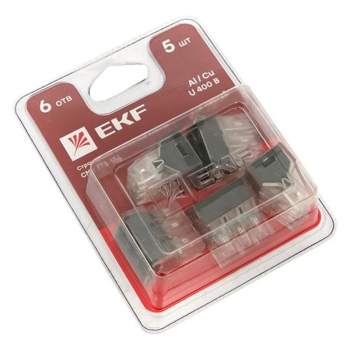Строительно-монтажная клемма СМК 773-106 6 отверстий 1,0-2,5мм2 блистер (5шт,) PROxima | код plc-smk-106b | EKF фото 4