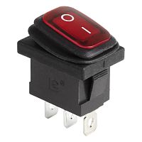 Выключатель клавишный 250V 6А (3с) ON-OFF красный с подсветкой Mini ВЛАГОЗАЩИТА REXANT | код 36-2175 | REXANT