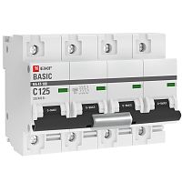 Автоматический выключатель 4P 125А (C) 10kA ВА 47-100 Basic | код mcb47100-4-125C-bas | EKF