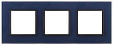 Рамка на 3 поста, стекло, Эра Elegance, синий+антр, 14-5103-29 | код Б0034519 | ЭРА