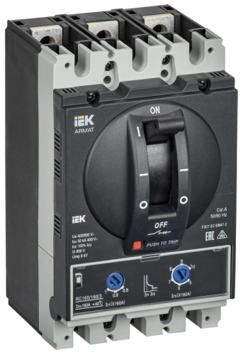 ARMAT Авт. выкл. лит. корпус 3P D 50кА 160А ТМ рег. IEK | код AR-MCCB-3D-050-0160A-ATUC | IEK
