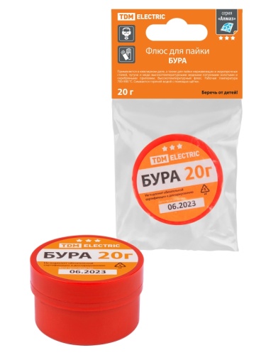 Флюс для пайки, БУРА, 20 г, банка, инд. упаковка, серия Алмаз TDM | код SQ1025-1510 | TDM