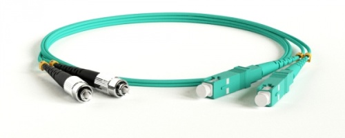 Патч-корд волоконно-оптический (шнур) MM 50/125(OM3) FC-SC duplex LSZH 30 м, Hyperline FC-D2-503-FC/PR-SC/PR-H-30M-LSZH-AQ | код 247692 | Hyperline