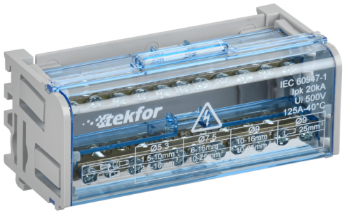 TEKFOR Шины на DIN-рейку (кросс-модуль) ШНК 2х11 L+PEN IEK | код TF-DN10-2-11-050 | IEK