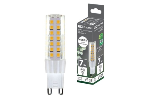 Лампа светодиодная G9-7 Вт-230 В-6500 К, SMD, 17,5x65,5 мм TDM | код SQ0340-0227 | TDM