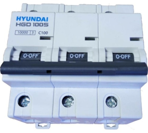 Автоматический выключатель HGD100S 3PMBS0000C 00100 3 полюса, 100А, ток к.з. 10kA, хар-ка B (STANDARD) | код 13.04.000976 | HYUNDAI