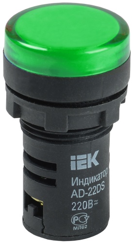 Лампа AD22DS(LED)матрица d=22мм зеленый 36В AC/DC | код BLS10-ADDS-036-K06 | IEK