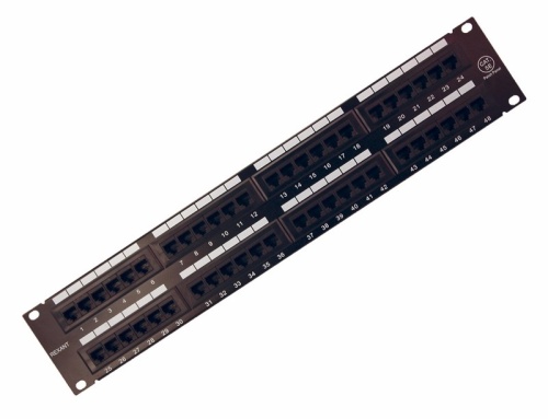 Rexant Патч-панель 19 , 2U, 48 портов RJ-45, категория 5e, UTP неэкранированная, черная | код 04-0022 | REXANT