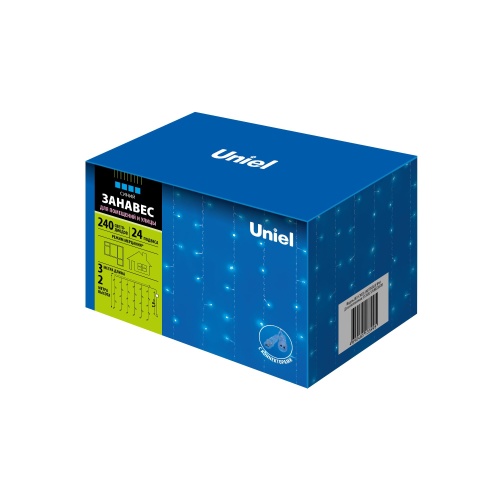 Занавес LED с эффектом мерцания ULD-C3020-240/TTK BLUE IP44 3х2м соед. 240 диодов син. свет провод прозр. Uniel UL-00007215
