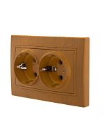 MIRA Розетка двойная с заземлением ольха | код 701-0701-127 | Lezard
