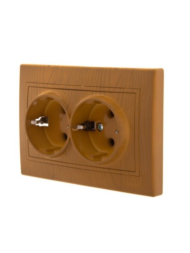 MIRA Розетка двойная с заземлением ольха | код 701-0701-127 | Lezard