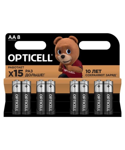 Элемент питания алкалиновый AA/LR6 (блист. 8шт) Basic | код 5051008 | Opticell