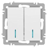 Выключатель 2-кл. СП Accent 6-105-01М 10А IP20 250В с подсветкой AL/CU бел. матов. Intro Б0063507