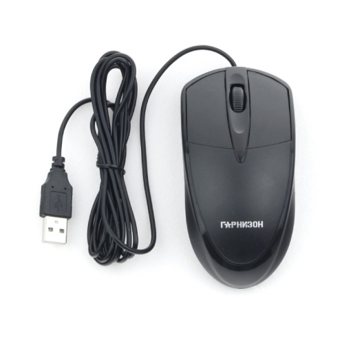 Мышь Гарнизон GM-225XL, USB, чип- Х, чёрный, 2м, 1000 DPI, 2кн.+колесо-кнопка, кабель 2м | код GM-225XL | Гарнизон