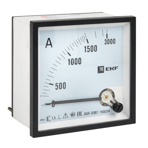 Амперметр AMA-961 аналоговый на панель (96х96) квадратный вырез 1500А трансф, подкл, | код ama-961-1500 | EKF