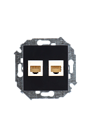 Розетка компьютерная двойная RJ - 45 кат. 5е, черный (20 шт.) , S15, SIMON | код 1591593-032 | SIMON