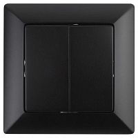 Переключатель Intro Solo 4-107-05 двухклавишный, 10А-250В, IP20, СУ, антрацит | код Б0053613 | ЭРА