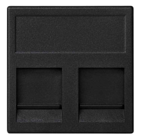 Connect Адаптер на 2 RJ45 CJ545U(FM) CJ546U(FM) шторка 45х45мм SC графит | код KB76-14 | Simon