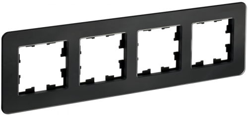 BRITE Рамка 4-мест. РУ-4-2-Бр стекло черн. RE IEK | код BR-M42-G-41-K02 | IEK