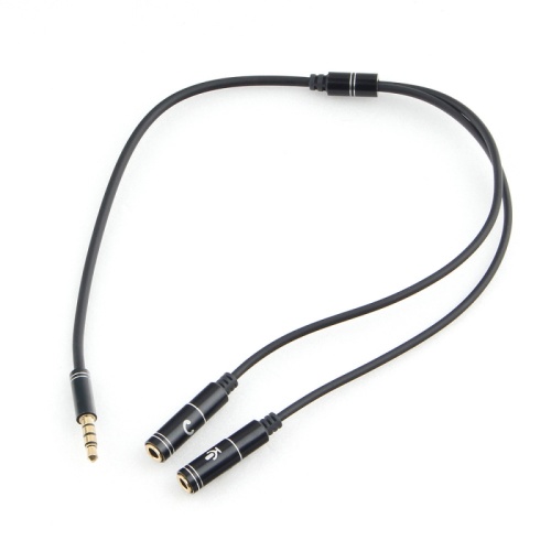 Кабель аудио Cablexpert CCAB-02-35MYHM-0.2MB. 3.5 джек 4pin(M)/2х 3.5 джек(F) наушники и микрофон, черный, 0.2м, блистер | код CCAB-02-35MYHM-0.2MB | Cablexpert