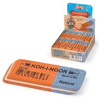 Ластик KOH-I-NOOR 6521/40, 57x19,5x8 мм, красно-синий, прямоугольный, скошенные края, натуральный каучук, 6521040021KDRU | код 225398 | KOH-I-NOOR