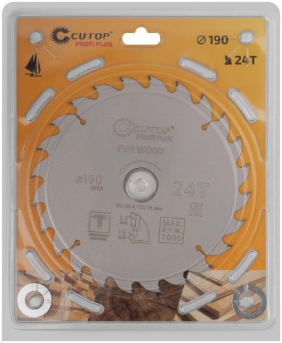 Диск пильный по дереву с тефлоновым покрытием 24Т, Profi plus, 190x1,5/2,2x30/25,4/20/16 мм | код 75-19024Т | FIT фото 2 Диск пильный по дереву с тефлоновым покрытием 24Т, Profi plus, 190x1,5/2,2x30/25,4/20/16 мм | код 75-19024Т | FIT фото 2