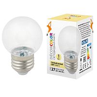 LED-G45-1W/3000K/E27/CL/С Лампа декоративная светоддиодная. Форма шар, прозрачная. Теплый белыйсвет (3000K). Картон. ТМ Volpe. | код UL-00005807 | Uniel