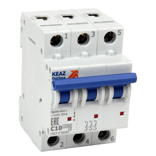Автоматический выключатель OptiDin BM63-3C40-ОМ4-РЕГ | код 233899 | КЭАЗ