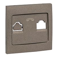 Валенсия лицевая панель розетки Phone 1-местная графит PROxima | код EST01-L-034-60 | EKF