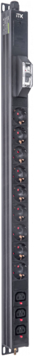 ITK BASE PDU PV1111 18U 1ф 16А 9SCHUKO 3C13 2,6м SCHUKO | код BS-PV12-09D-03C13-11 | ITK by IEK
